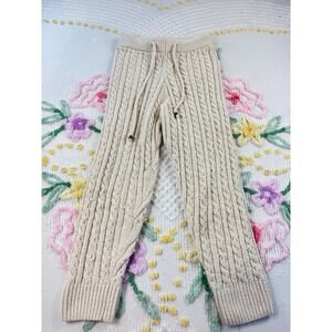 Polly Cable Knit Pants XS/S Beige Drawstring‎ Cozy Lounge Casual Knitwear
